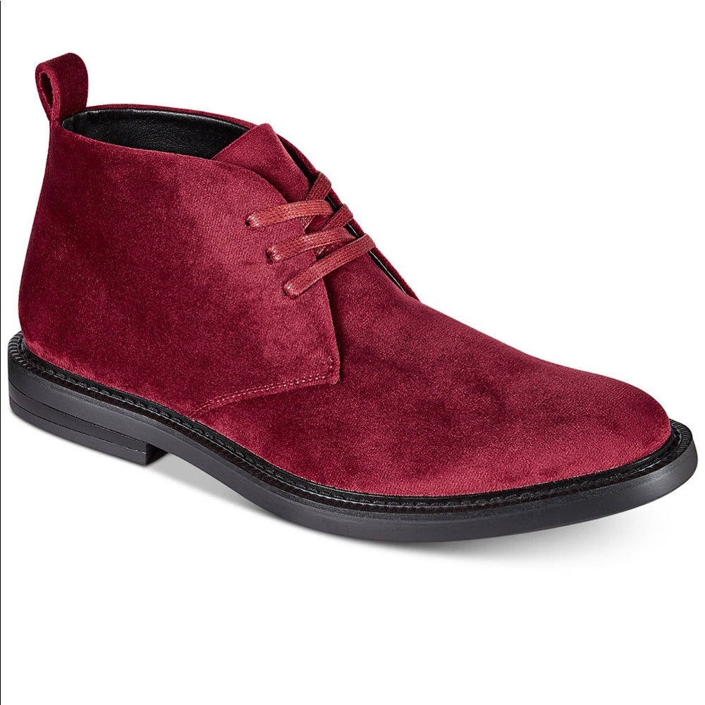 I.N.C mens Salem Velvet Burgundy Chukka Boot shoe - Picture 1 of 8